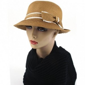 Bucket Hats Women's Classic Straw Cloche Bow Hat 960HF - Brown - CF11B0ART9Z $39.03