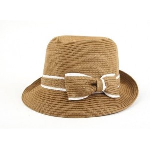 Bucket Hats Women's Classic Straw Cloche Bow Hat 960HF - Brown - CF11B0ART9Z $39.55
