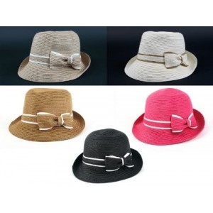 Bucket Hats Women's Classic Straw Cloche Bow Hat 960HF - Brown - CF11B0ART9Z $39.55