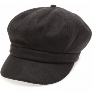 Newsboy Caps Women's Classic Visor Baker boy Cap Newsboy Cabbie Winter Cozy Hat with Comfort Elastic Back - Solid Black - CR1...