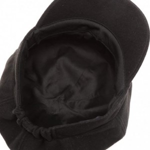 Newsboy Caps Women's Classic Visor Baker boy Cap Newsboy Cabbie Winter Cozy Hat with Comfort Elastic Back - Solid Black - CR1...