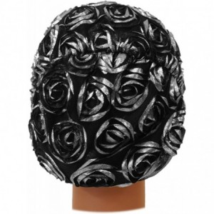 Headbands Beautiful Metallic Turban-style Head Wrap - Silver Rosettes - CS12MAH9Q8C $20.95