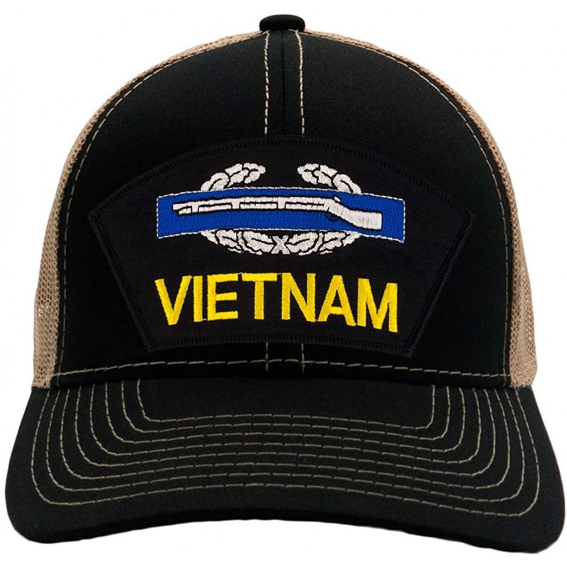 Baseball Caps Combat Infantryman Badge - Vietnam Hat/Ballcap Adjustable One Size Fits Most - Mesh-back Black & Tan - CX18Q5MR...