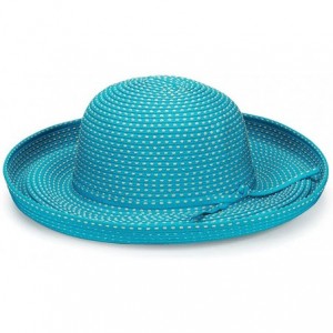 Sun Hats Women's 4-inch Brim Ribbon Kettle Sun Hat - Turquoise - CF11HAJG5OF $70.06