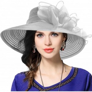 Bucket Hats Lady Derby Dress Church Cloche Hat Bow Bucket Wedding Bowler Hats - Wide Brim-grey - C817YT3EEZ9 $50.28
