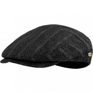 Newsboy Caps Premium Men's Wool Newsboy Cap SnapBrim Thick Winter Ivy Flat Stylish Hat - 3046-black Stripe - CQ18Y923XI5 $29.70