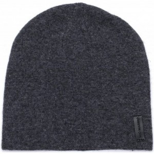 Skullies & Beanies Marino Slouchy Beanie Hat for Women - Cashmere Blend - Rabbit Fur Pompom - Charcoal - CB186G0N75Z $22.78