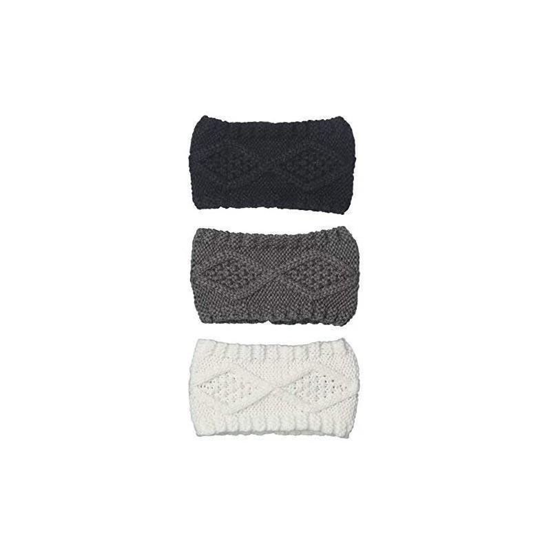 Cold Weather Headbands 3 Pack Womens Winter Knit Headband & Hairband Ear Warmer & Beanies - Black-white-gray - C718579CIIE $2...