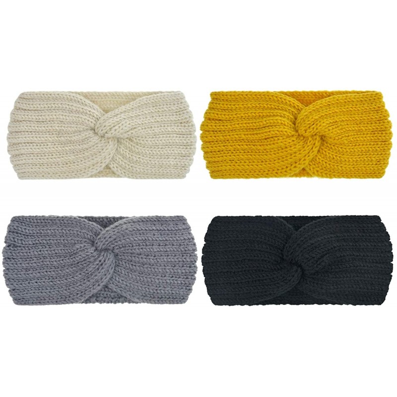 Cold Weather Headbands Crochet Turban Headband for Women Warm Bulky Crocheted Headwrap - 4 Pack Crochet Cross - CL18KQ0RDNZ $...