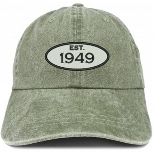 Baseball Caps Established 1949 Embroidered 71st Birthday Gift Pigment Dyed Washed Cotton Cap - Olive - CX180L08SG2 $32.67