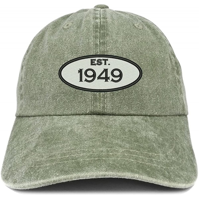 Baseball Caps Established 1949 Embroidered 71st Birthday Gift Pigment Dyed Washed Cotton Cap - Olive - CX180L08SG2 $32.67