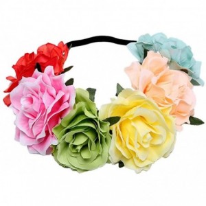 Headbands Love Fairy Bohemia Stretch Rose Flower Headband Floral Crown for Garland Party - Colorful 1 - C418WCHQLLL $22.34