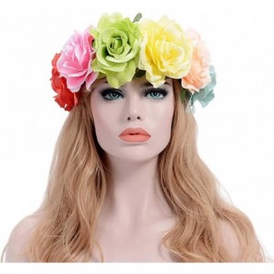 Headbands Love Fairy Bohemia Stretch Rose Flower Headband Floral Crown for Garland Party - Colorful 1 - C418WCHQLLL $22.63