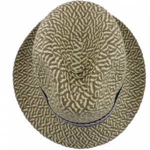 Fedoras Fedora Straw Hat for Mens Women Sun Beach Derby Panama Summer Hats w Brim Black to White - White Nautical - C2184XLGR...