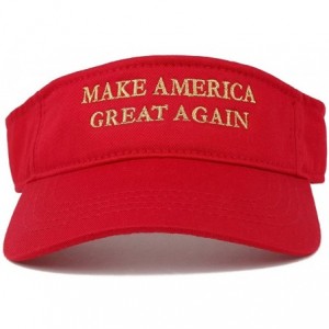 Visors Donald Trump Visor- Make America Great Again - Metallic Gold Embroidered Visor Cap - Red - CR12O6GIXXE $36.51