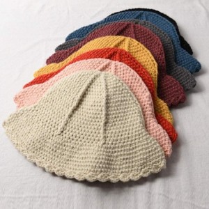 Bucket Hats Christmas Hats for Women- Women Handmade Chunky Crochet Bucket Cap Braided Wavy Brim Knitted Fisherman Hat - CO19...
