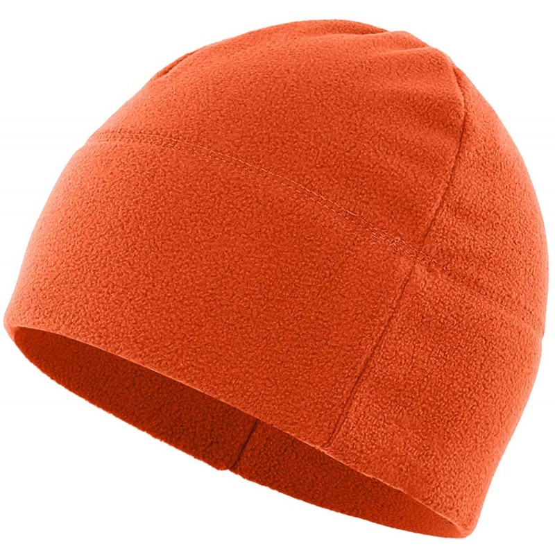 Skullies & Beanies Mens Winter Hat Fleece Beanie Warm Skull Cap Watch Cap - Orange - CC18YH05L2Q $17.92