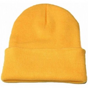 Skullies & Beanies Knitted Hat- Unisex Slouchy Knitting Beanie Hip Hop Cap Warm Winter Ski Hat - Yellow - CW187K4MCRR $16.44