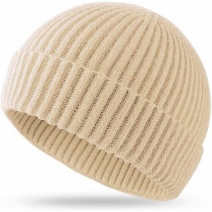 Skullies & Beanies Short Fisherman Beanie Hats for Men Wool Knitted Caps for Men Baggy Women Skull Cap - Beige - C51938N8OD4 ...