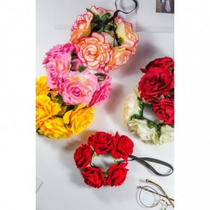 Headbands Rose Flower Crown Headband Hair Wreaths for Wedding Festivals Holiday (Burgundy) - Burgundy - C2188OD3A08 $18.37