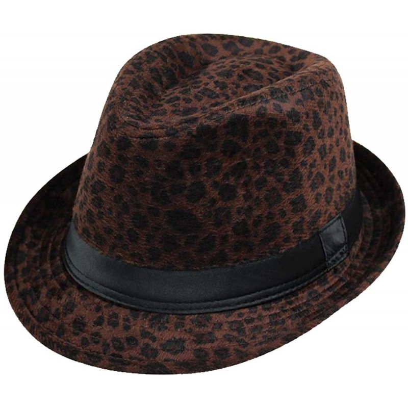 Fedoras Leopard Print Fedora Soft Outdoor Hat Cap Men Women Jazz Hat - Coffee - CY18MHWMQOE $36.63
