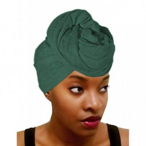 Headbands Turban Head Wrap Scarf-African Soft Long Scarf Shawl Hair Headwrap Stretch Boho Headband Dark Green - CI196IXRUD4 $...