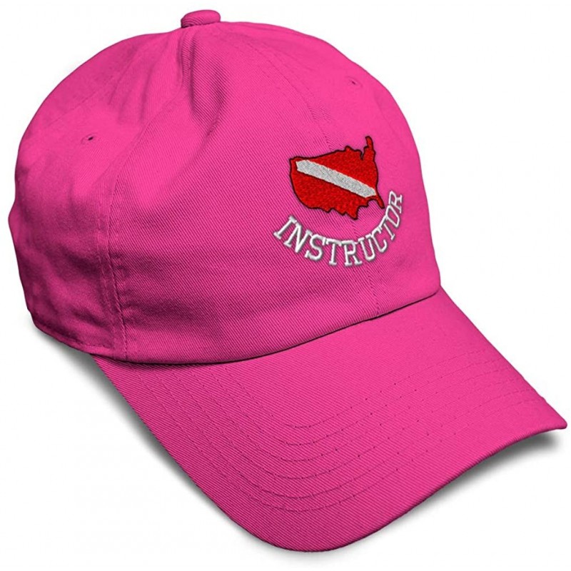 Baseball Caps Soft Baseball Cap Scuba Diving Instructor B Embroidery Dad Hats for Men & Women - Hot Pink - CN18ZG2O4NC $28.93