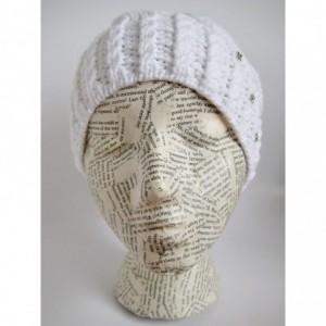 Skullies & Beanies Winter Hat for Women Slouchy Beanie Hat Knitted Crystal Winter Hat M-80 - White - C611B2NOHRD $31.88
