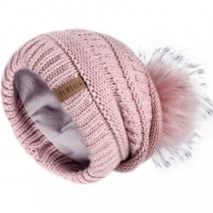 Skullies & Beanies Winter Slouchy Beanie Hats Women Fleece Lined Warm Ski Knitted Pom Pom Hat - 25-mixpink - C318UKSSCCC $26.82