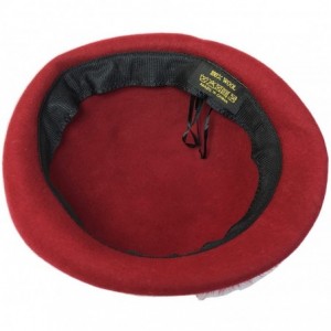 Skullies & Beanies Womens 100% Wool Veil Flower Pillbox Hat Winter Hat Crimping Beanie Hat - Wine Red - CD18775T042 $37.00
