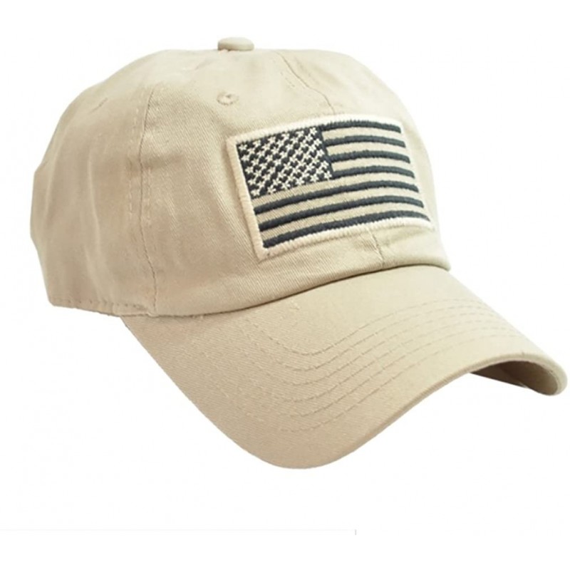 Baseball Caps American Flag Baseball Cap Twill Cotton Dad Hat Low Profile Military Cap Special Force Tactical Cap - Cream - C...