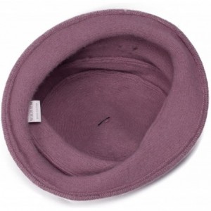 Bucket Hats Solid Color Retro Womens 100% Wool Flower Dress Cloche Bucket Cap Hat A218 - Purple - CY11NF57O67 $23.59