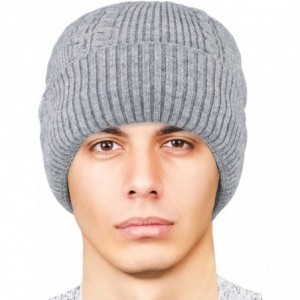 Skullies & Beanies Men's Wool Blend Knit Beanie- Soft & Warm Velour Fleece Lined - Angora Blend Cable (for Larger Head) - Lig...