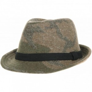 Fedoras Camouflage Fedora Hat Wool Felt Trilby Banded SL6450 - Brown - CO12MUEMD41 $63.20
