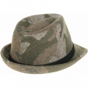 Fedoras Camouflage Fedora Hat Wool Felt Trilby Banded SL6450 - Brown - CO12MUEMD41 $63.20