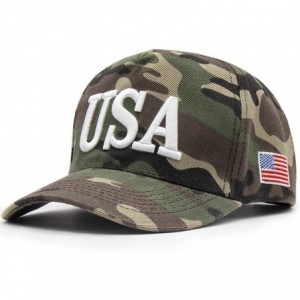 Baseball Caps USA 45 Trump Make America Great Again Embroidered Hat with Flag - Camo - CF18Y0YUGDQ $19.25