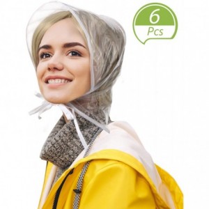 Rain Hats 6 Piece Rain Bonnet with Visor Waterproof Clear Bonnet for Women Lady Rain Wear White - CS18A95M38M $20.19