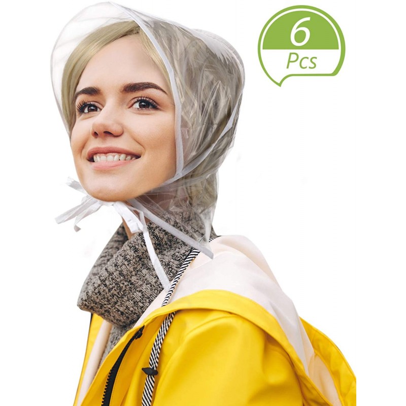 Rain Hats 6 Piece Rain Bonnet with Visor Waterproof Clear Bonnet for Women Lady Rain Wear White - CS18A95M38M $20.43