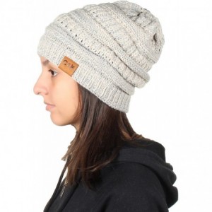 Skullies & Beanies Knit Beanie Trendy Warm Chunky Thick Soft Warm Winter Hat Beanie Skully - Beige/Grey - C3189LGEQZR $26.58