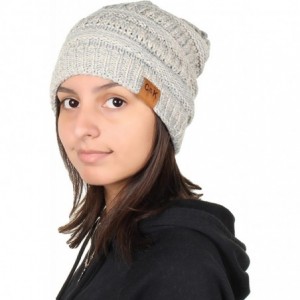 Skullies & Beanies Knit Beanie Trendy Warm Chunky Thick Soft Warm Winter Hat Beanie Skully - Beige/Grey - C3189LGEQZR $22.65