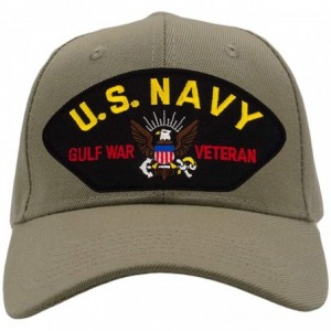 Baseball Caps US Navy- Gulf War Veteran Hat/Ballcap (Black) Adjustable One Size Fits Most - Tan/Khaki - CS18ORUI3L9 $43.97