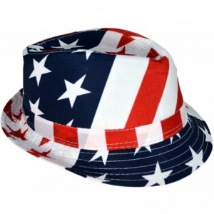 Fedoras USA American Flag Stingy Short Brim Trilby Fedora Hat Cap - CP11KYMZS5D $24.37