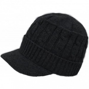 Newsboy Caps Women's Soft & Warm Velour Lined Cable Knit Visor Cap Hat - Black - CP186ONDNTT $54.33