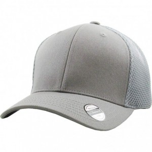Baseball Caps Blank Stretch Mesh Back Cotton Twill Fitted Hat Spandex Headband - (Mesh Back) Light Gray - CR180K948X2 $26.38