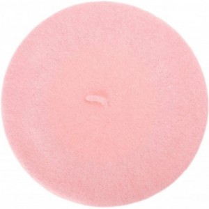Berets Wool French Beret Hat Solid Color Beret Cap for Women Girls - Pink - CM186794WS7 $24.07