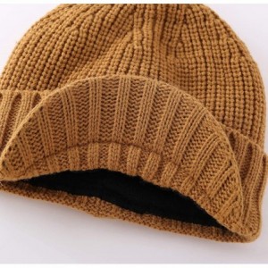 Skullies & Beanies Men's Outdoor Newsboy Hat Winter Warm Thick Knit Beanie Cap with Visor - Camel - C318YZCEHC6 $21.08