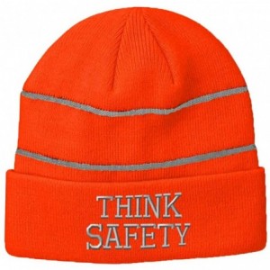 Skullies & Beanies Reflective Beanie for Men & Women Think Safety B Embroidery Acrylic 1 Size - Neon Orange - C318ZTSXQGQ $38.94