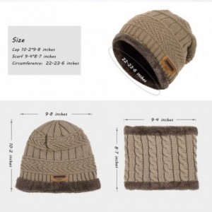 Skullies & Beanies Hat Scarf Set Winter Beanie Warm Knit Hat Fleece Lined Scarf Warm Winter Hat for Men & Women - Khaki 3 in ...