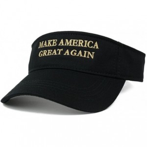 Visors Donald Trump Visor- Make America Great Again - Quality Embroidered 100% Cotton (One Size- Black w/Metallic Gold) - C71...