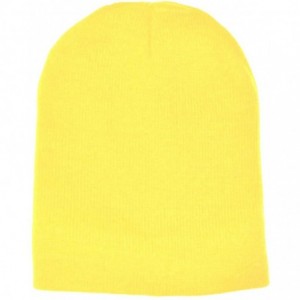 Skullies & Beanies Yellow Plain Short Beanie Skull Cap Ski Skate Hat 8" Yellow(LIGHT) - CK11GS0VGDX $16.84